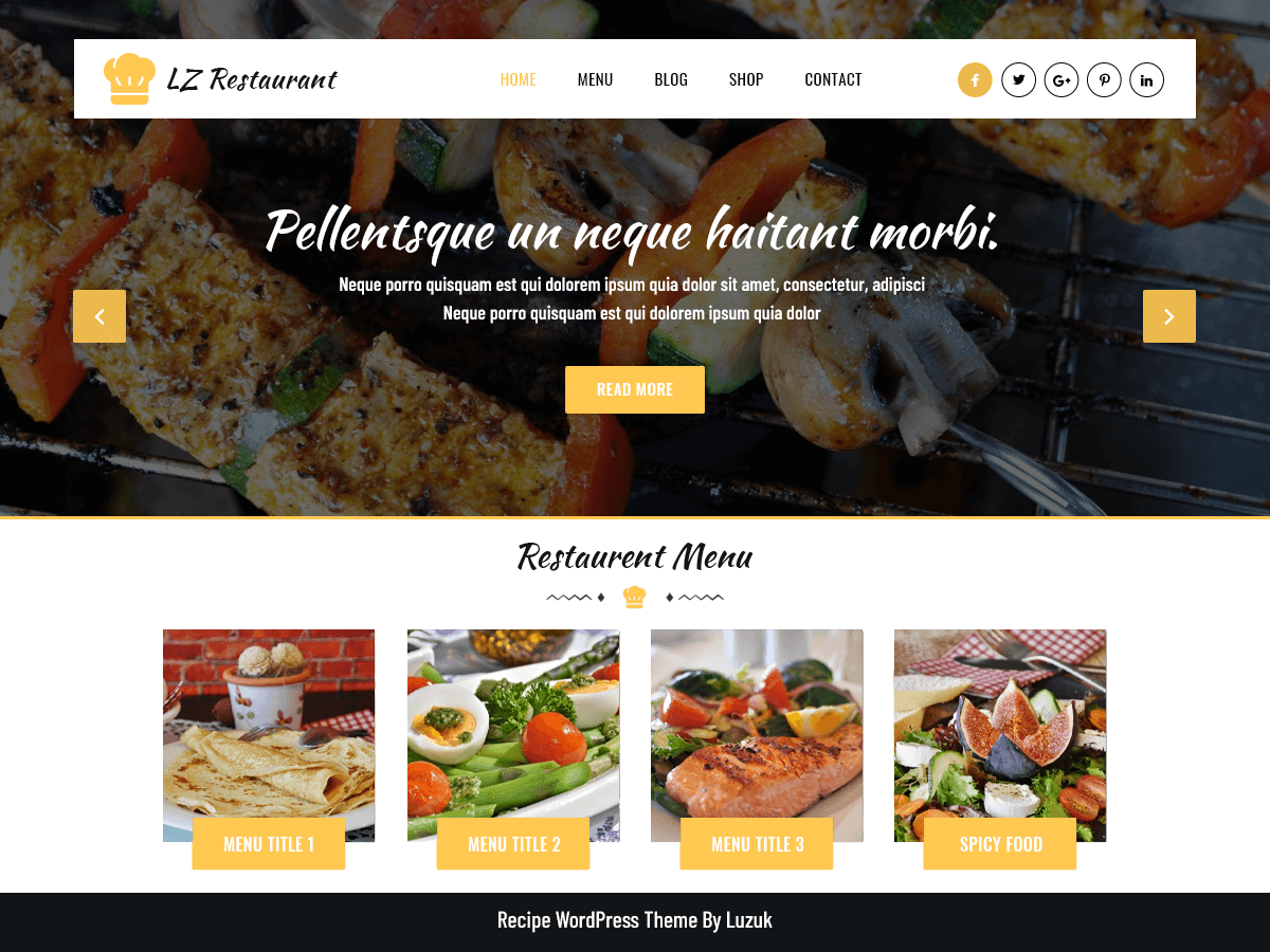 LZ Food Recipee theme screenshot