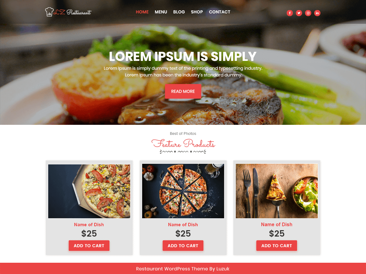 lzrestaurant theme screenshot