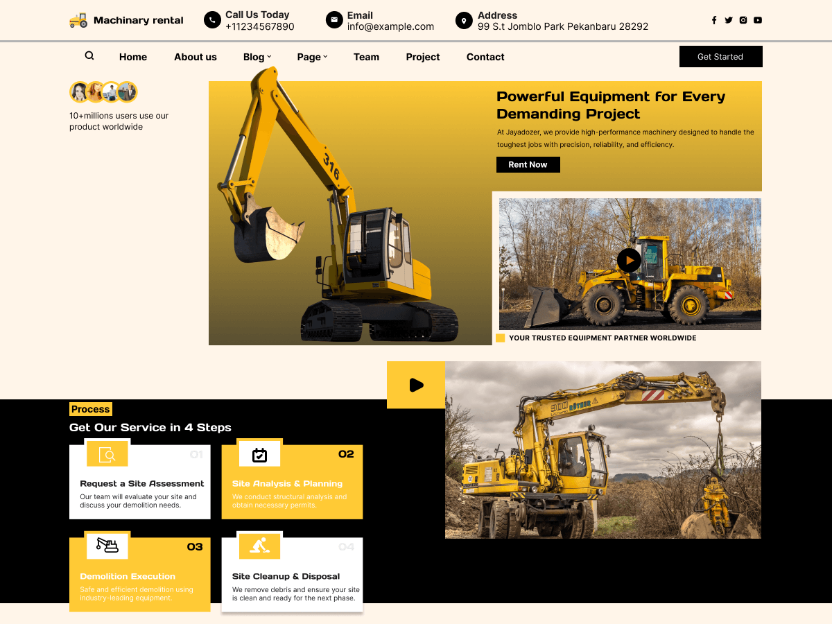 Machinery Rental theme screenshot