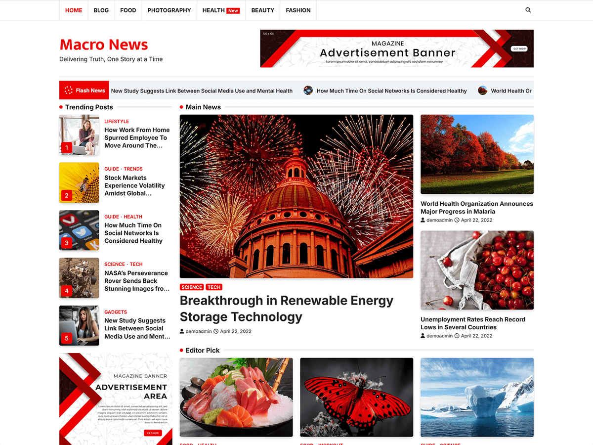 Macro News theme screenshot