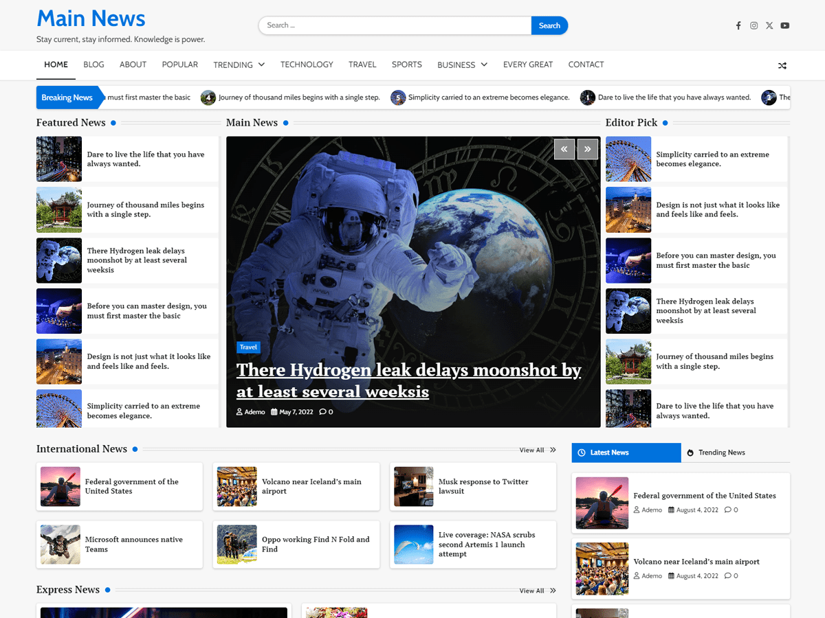 Main News theme screenshot