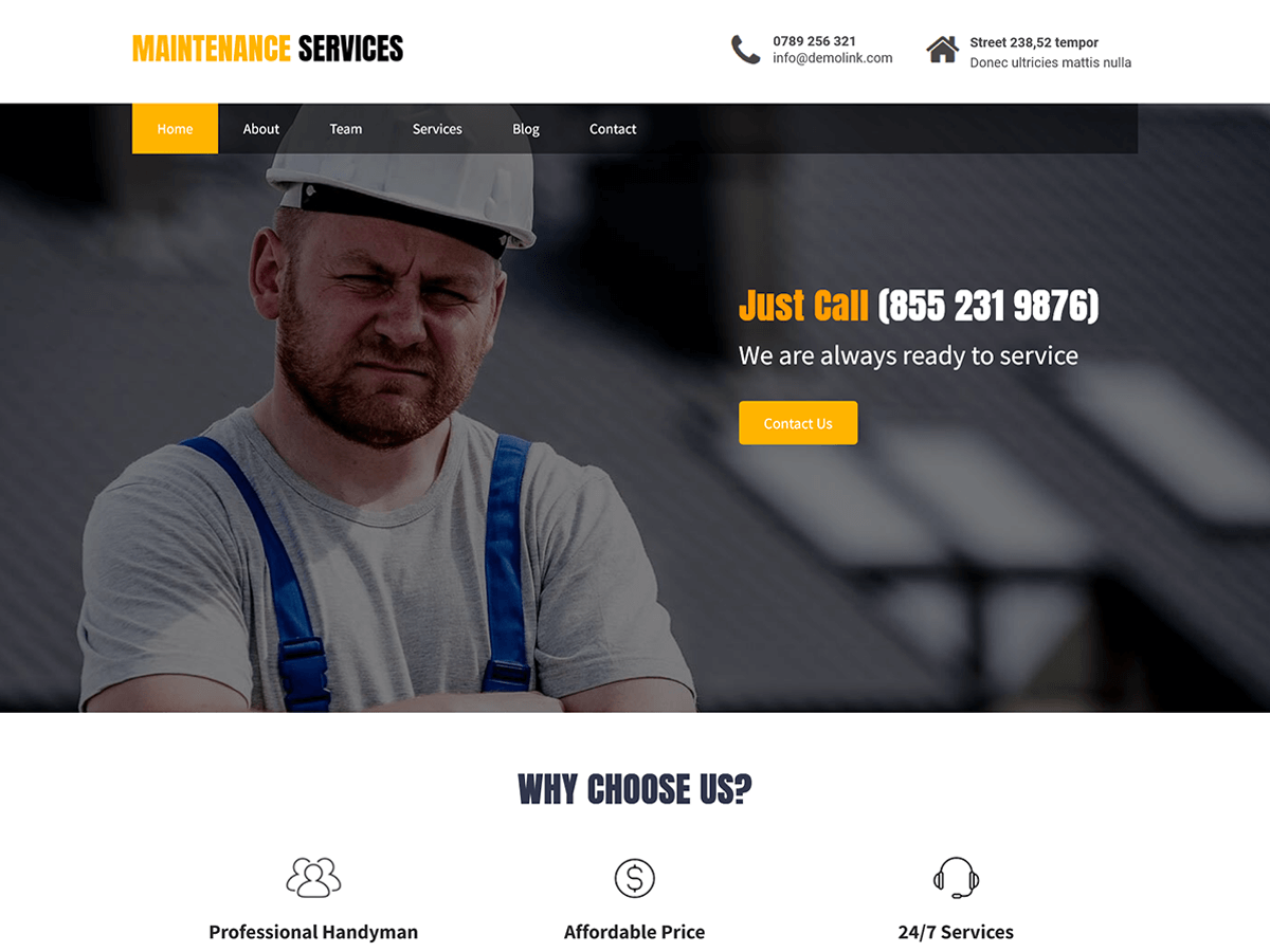 Maintenance Services theme screenshot