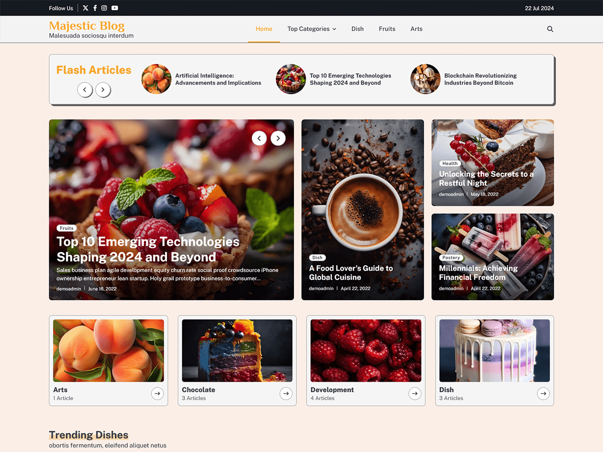 Majestic Blog theme screenshot