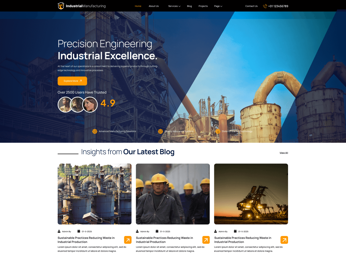 Manufacturing Hub theme screenshot