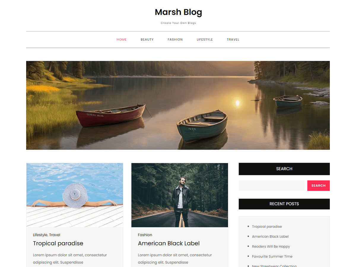 Marsh Blog theme screenshot