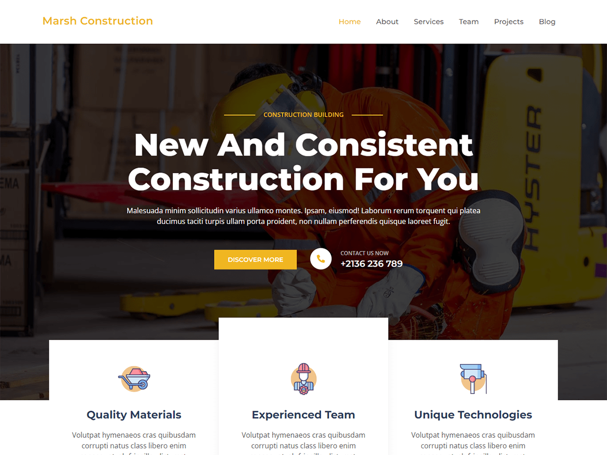 Marsh Construction theme screenshot