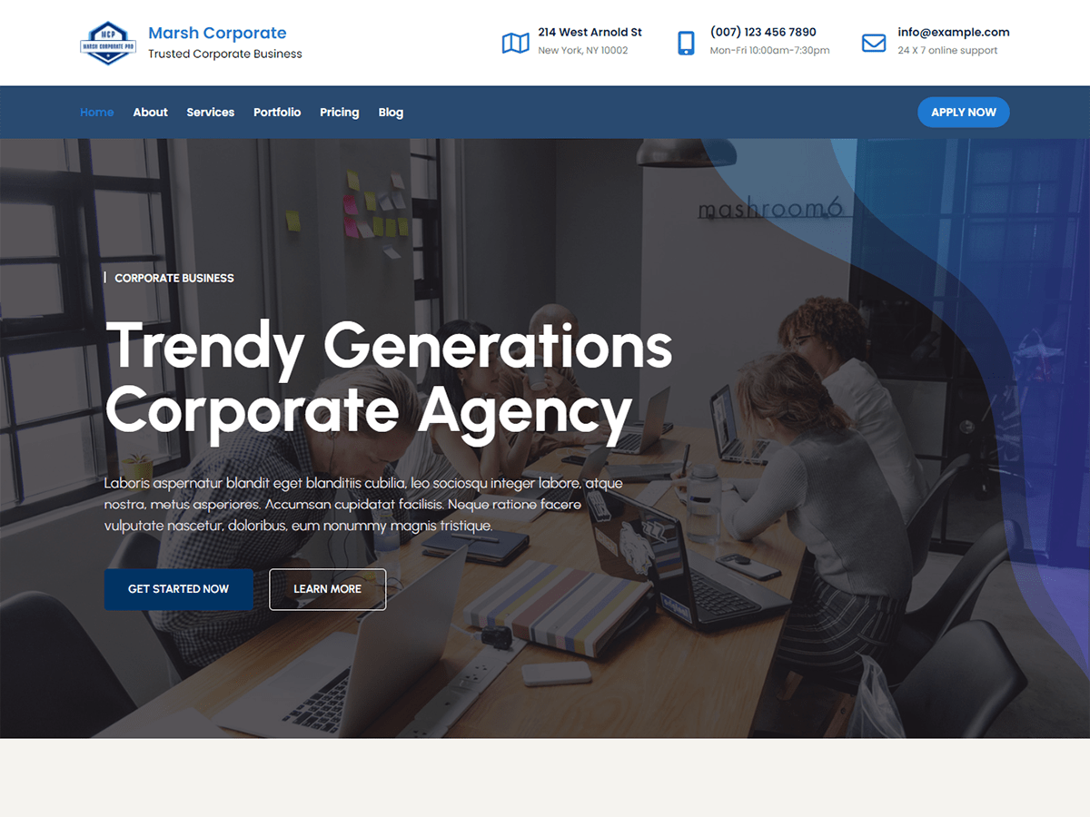 Marsh Corporate theme screenshot