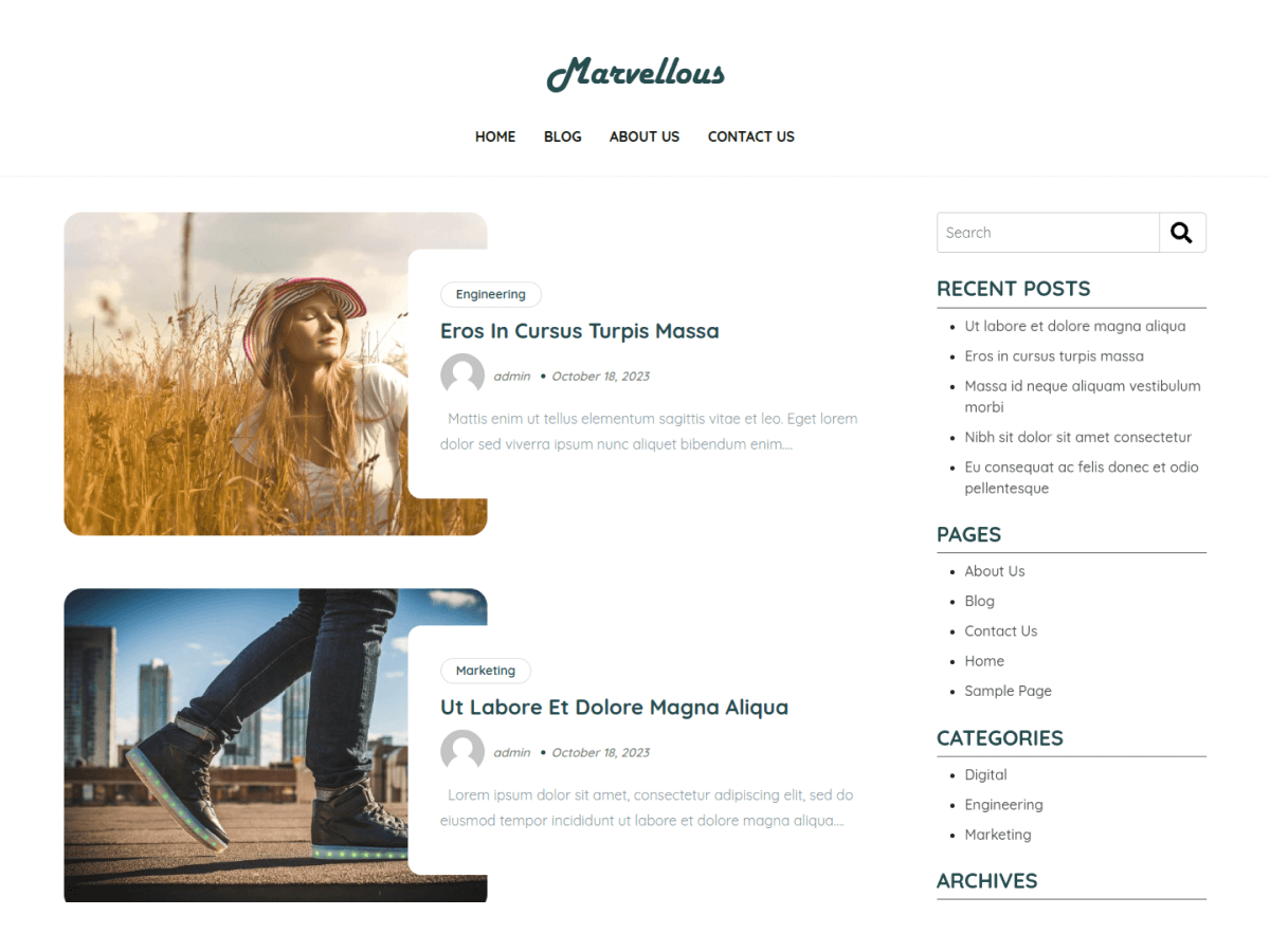 Marvellous theme screenshot