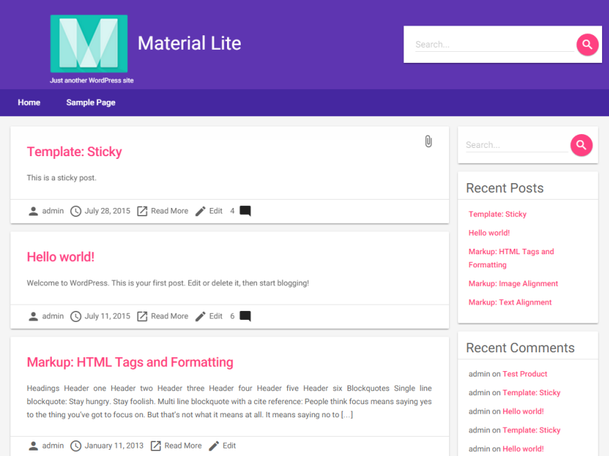 Material Lite theme screenshot