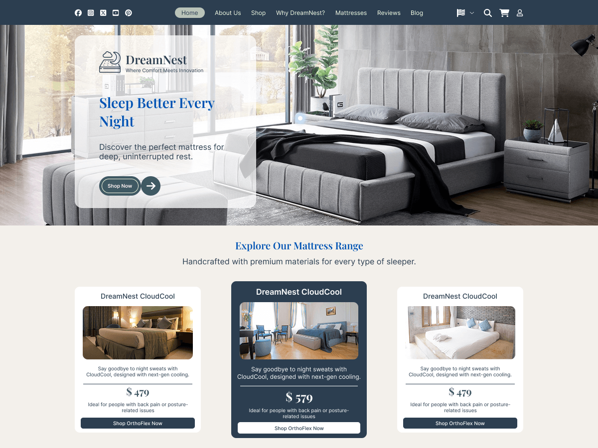 Mattress Shop theme screenshot