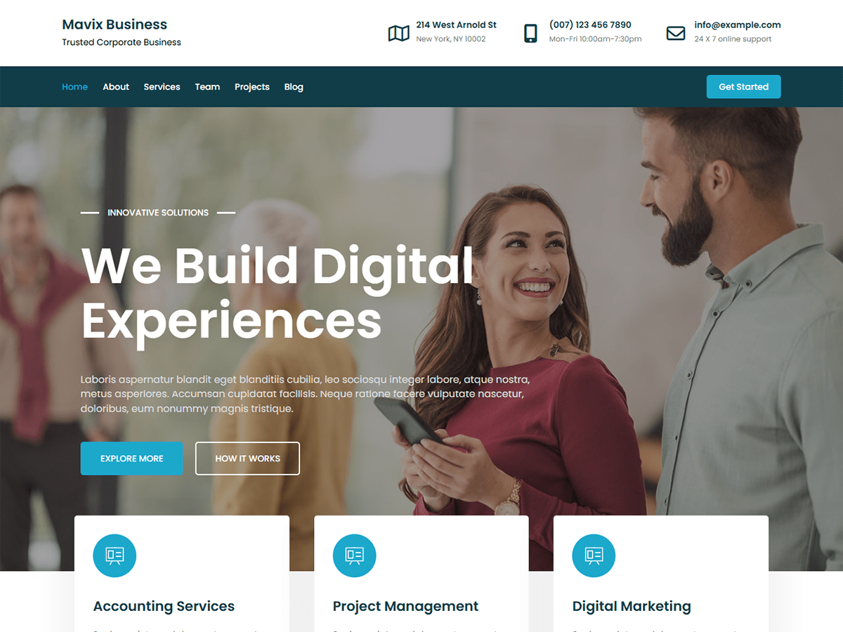 Mavix Business theme screenshot