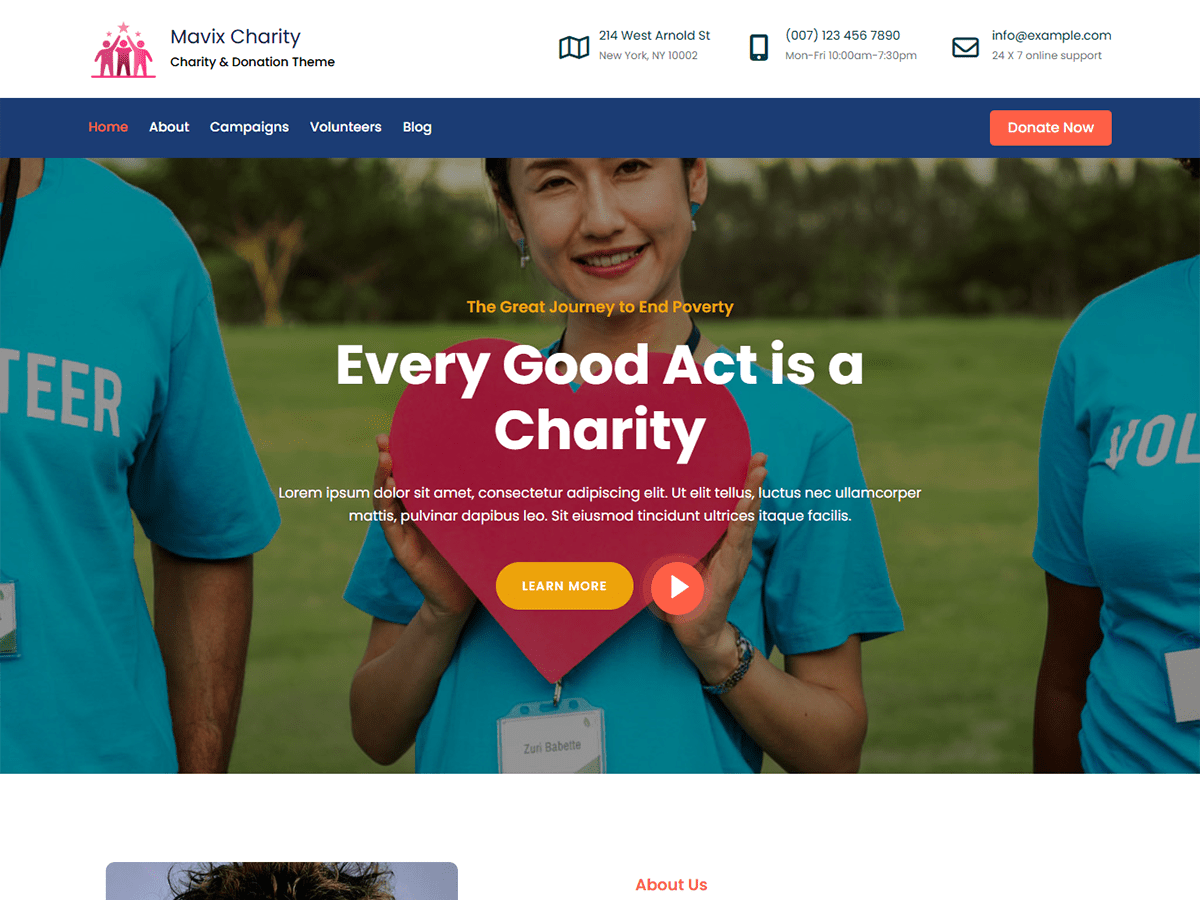 Mavix Charity theme screenshot