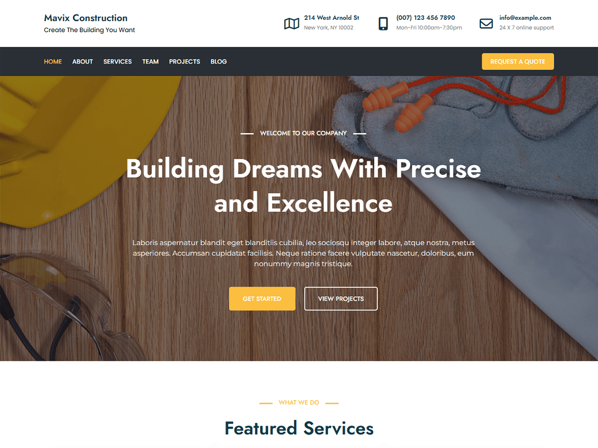 Mavix Construction theme screenshot