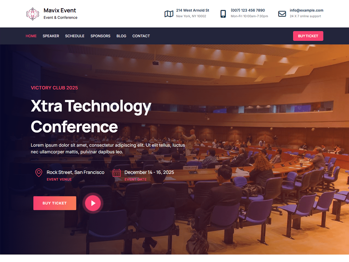 Mavix Event theme screenshot