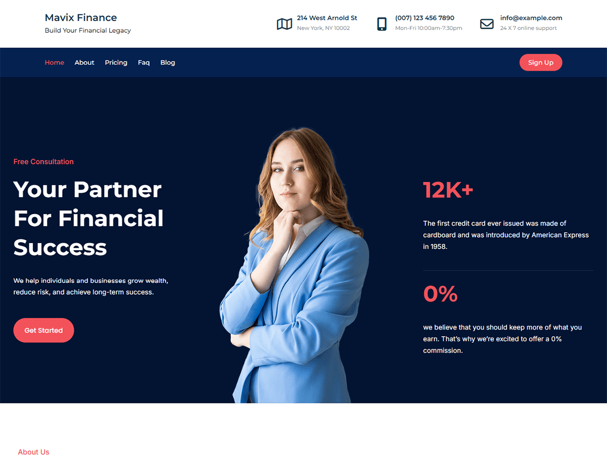 Mavix Finance theme screenshot
