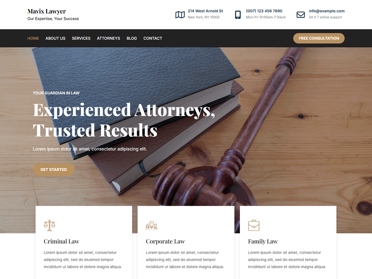 Mavix Lawyer theme screenshot