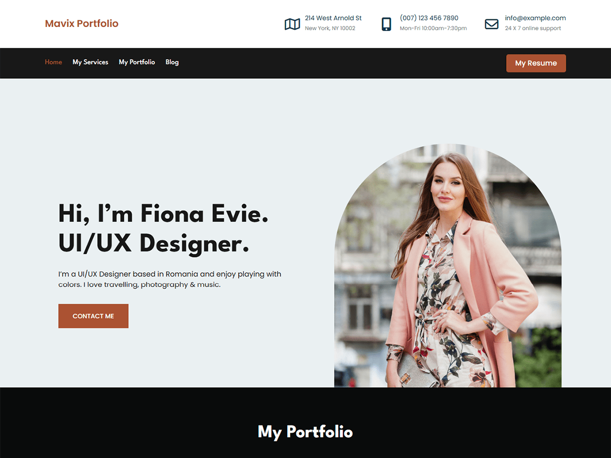 Mavix Portfolio theme screenshot