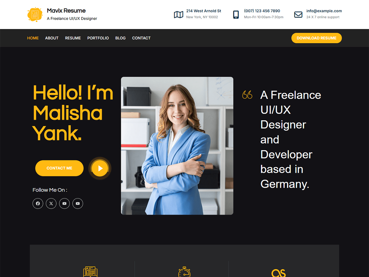 Mavix Resume theme screenshot