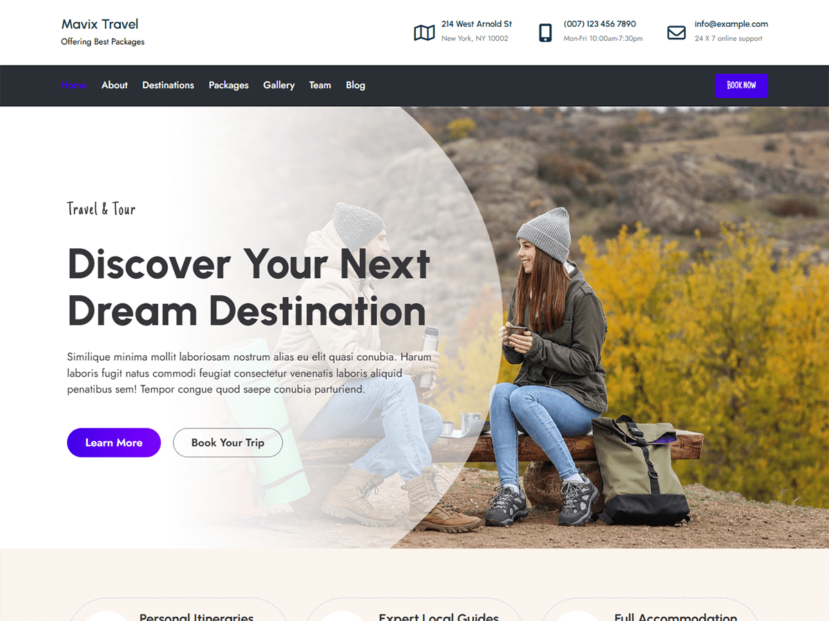Mavix Travel theme screenshot