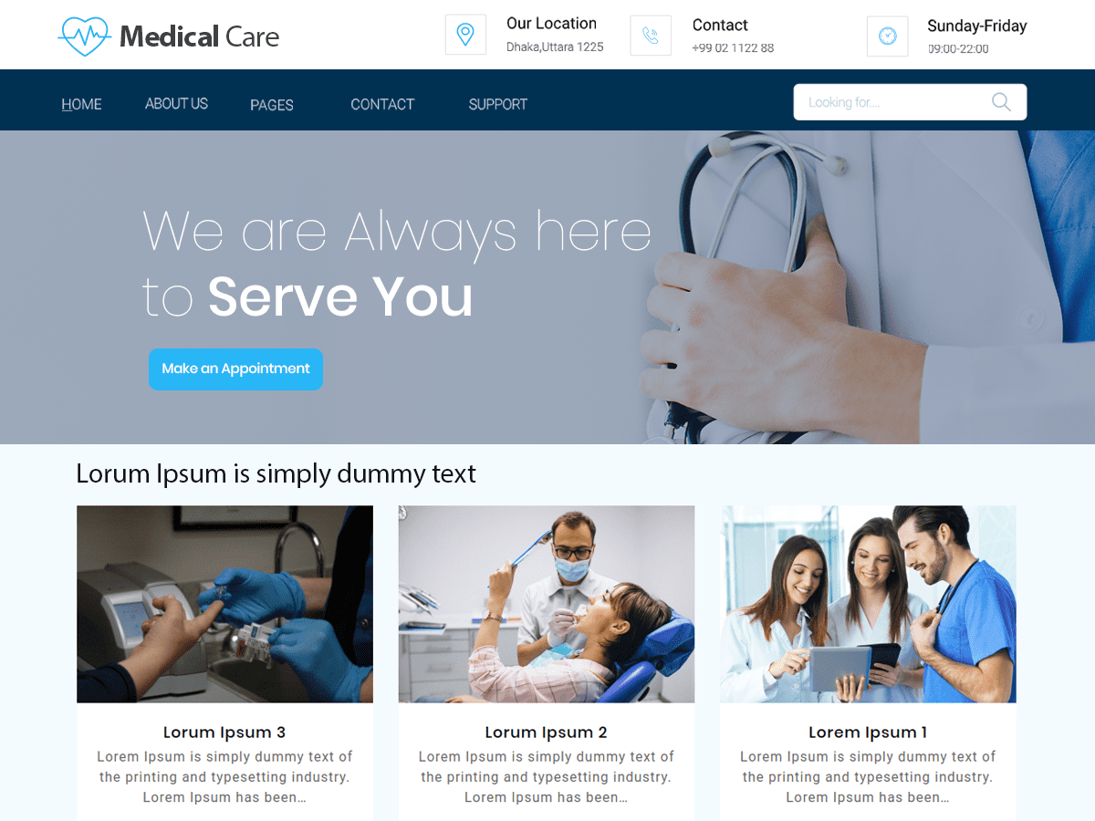 Medical Care theme screenshot