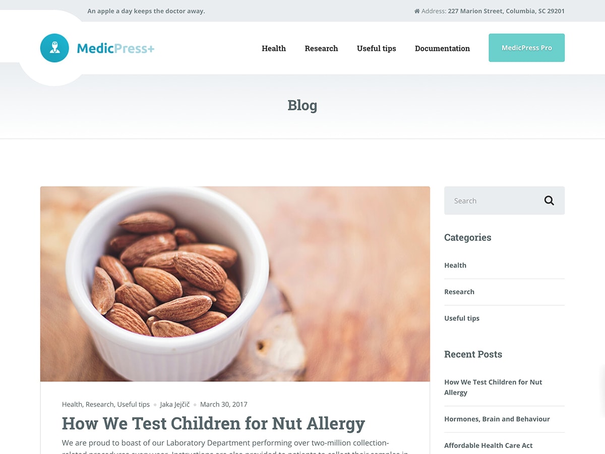 MedicPress Lite theme screenshot