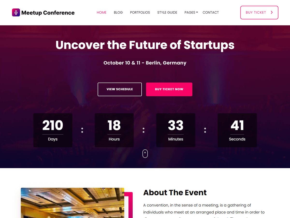 Meetup Conference theme screenshot
