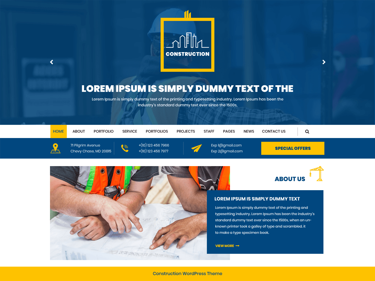 Mega Construction theme screenshot