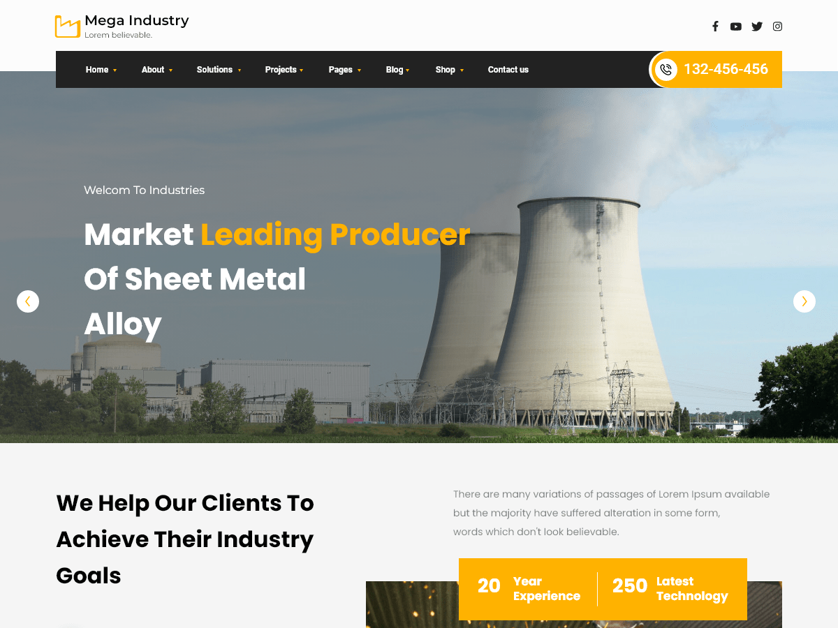 Mega Manufacturing Industry theme screenshot