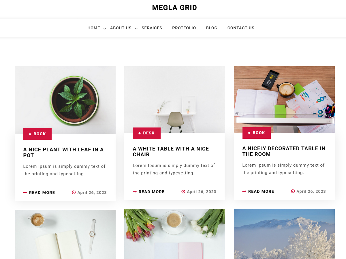 Megla Grid theme screenshot