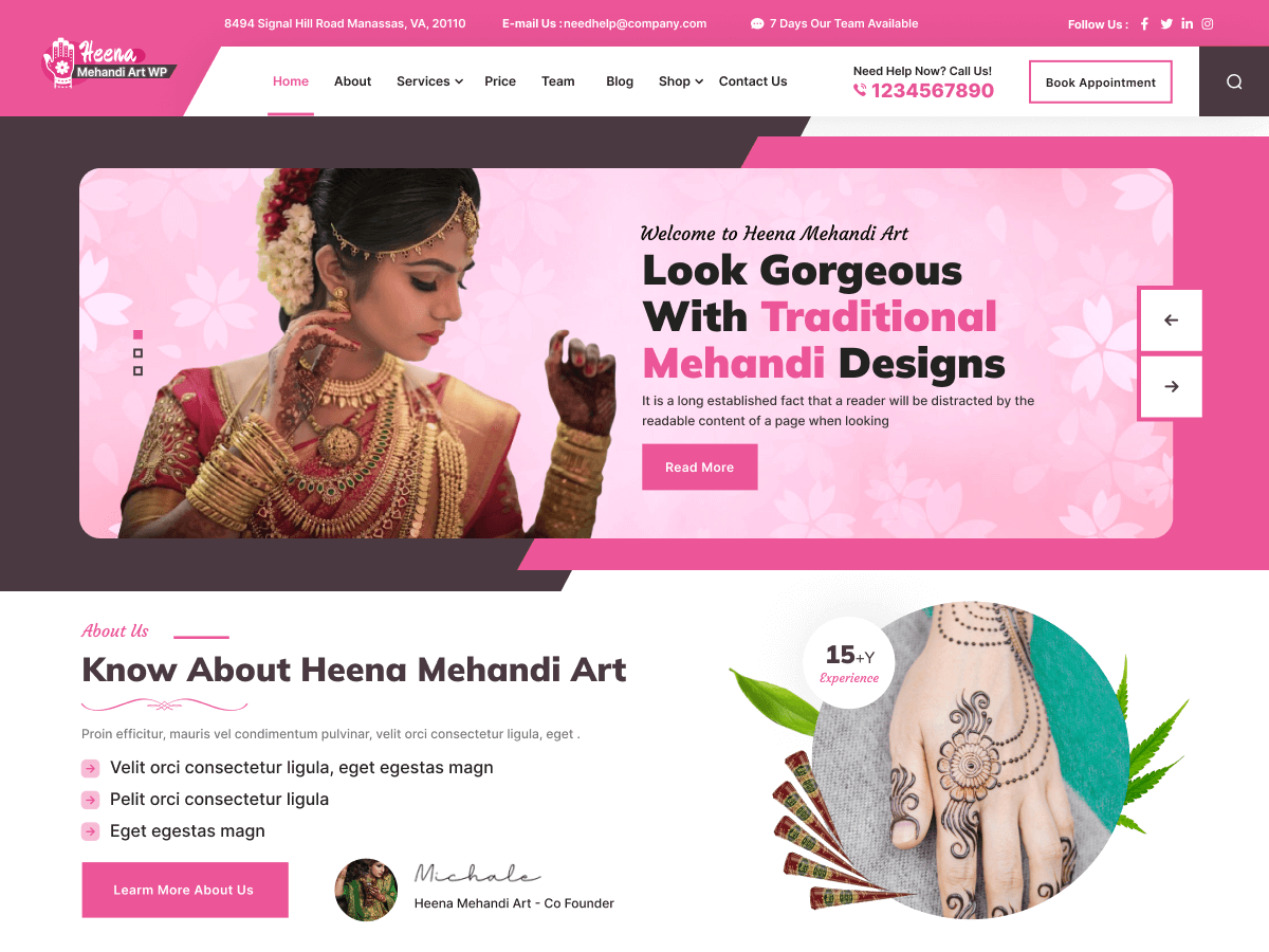 Mehndi Tattoo Artist theme screenshot