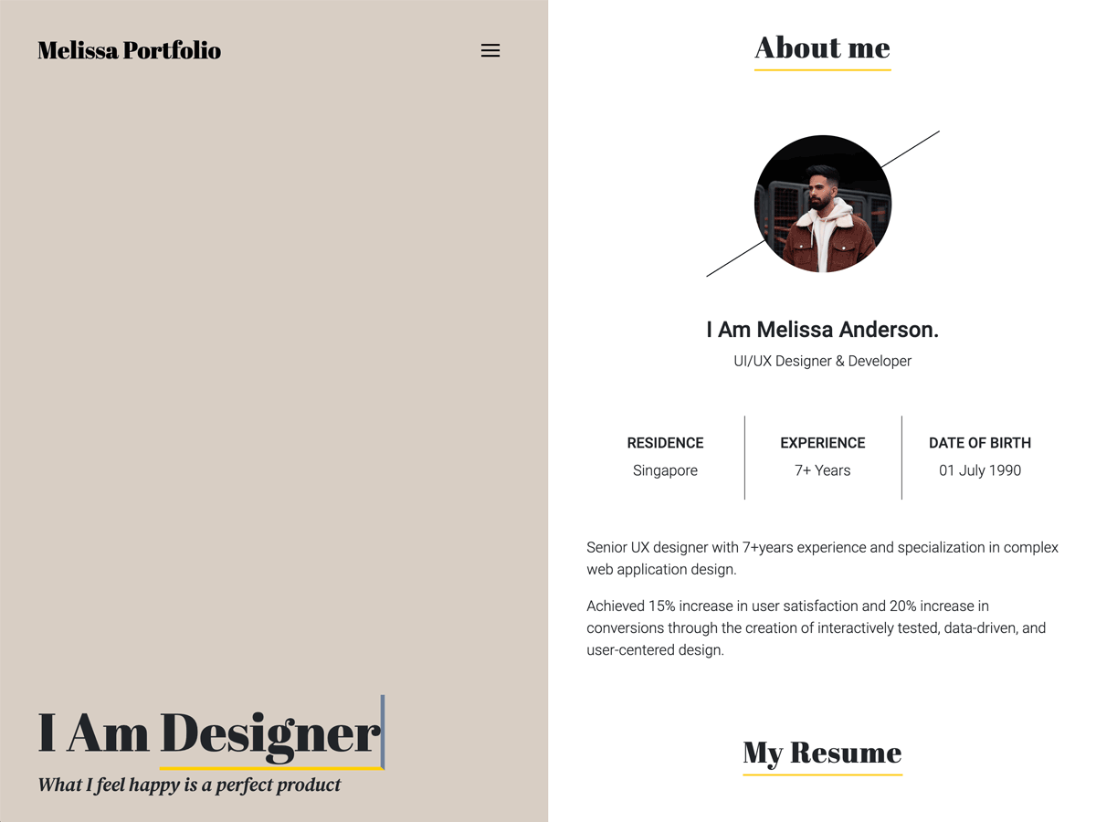 Melissa Portfolio theme screenshot