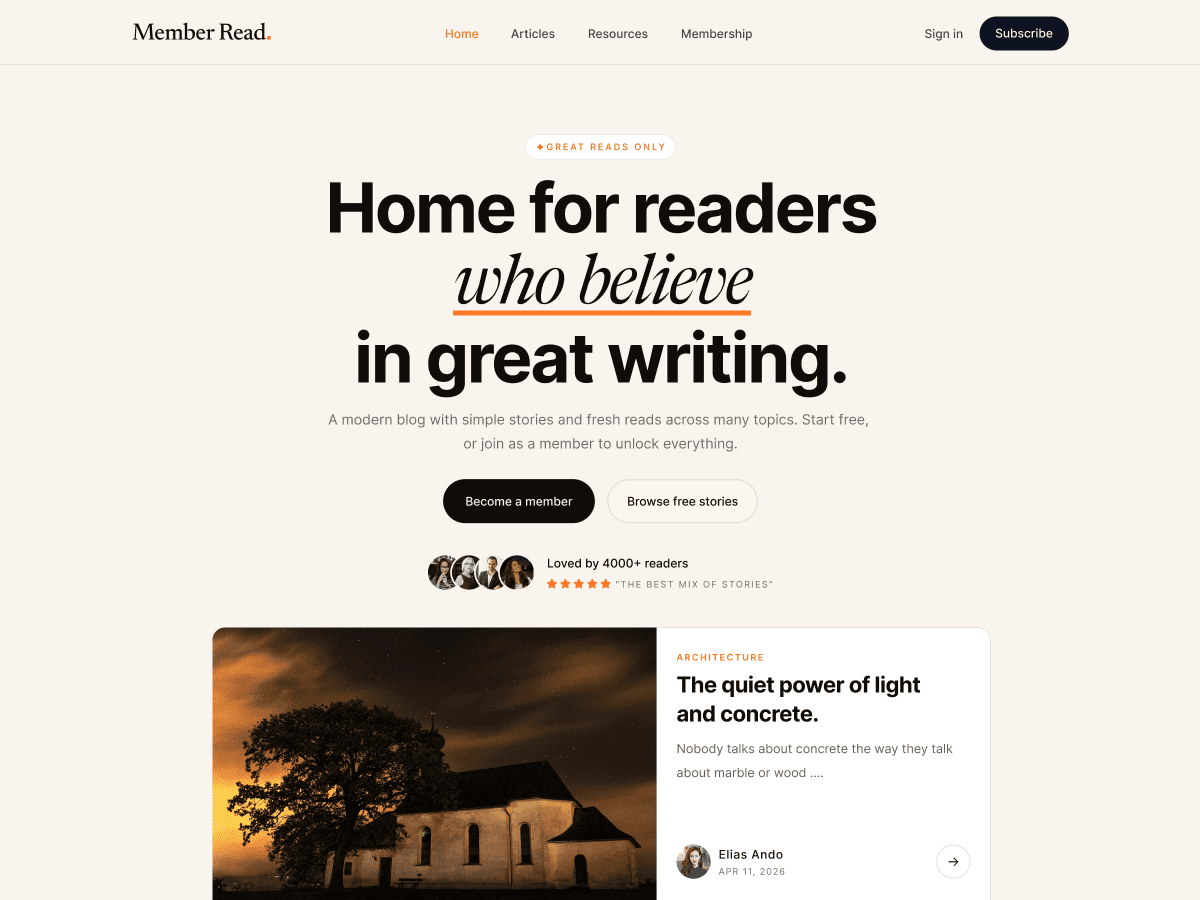 Member Read theme screenshot