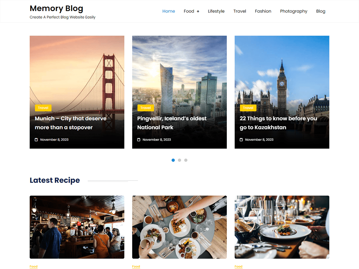 Memory Blog theme screenshot