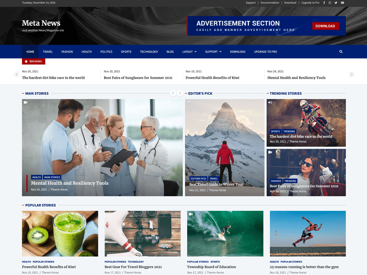 Meta News theme screenshot