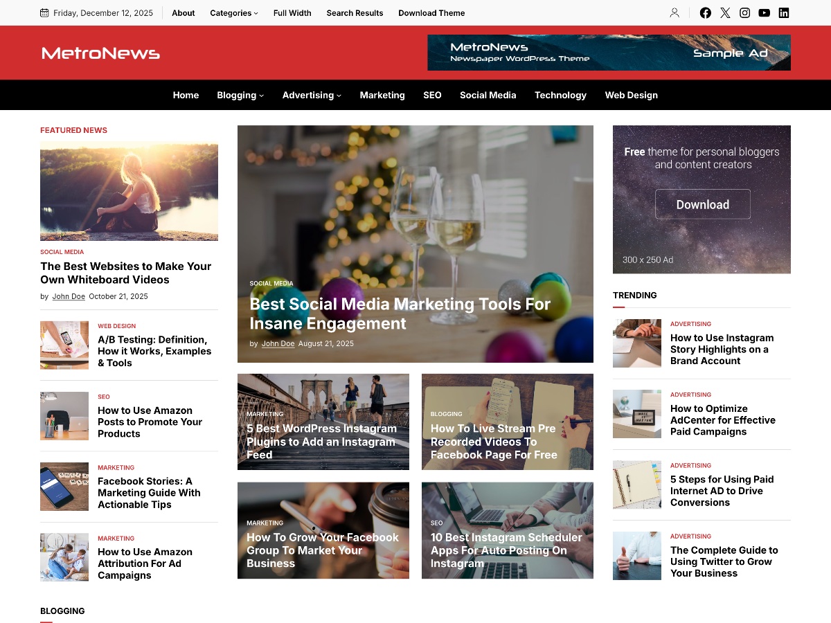MetroNewspaper theme screenshot