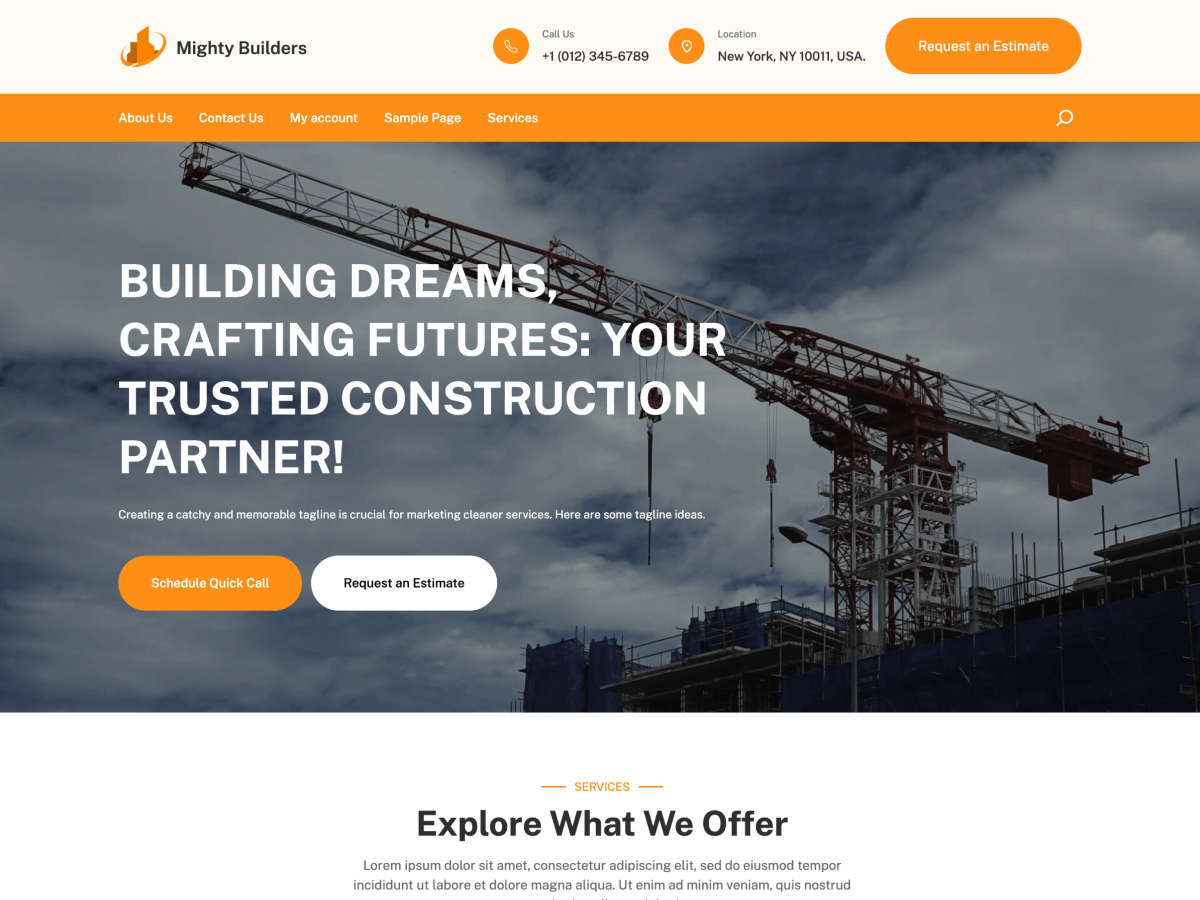 Mighty Builders theme screenshot