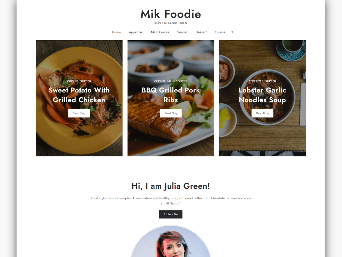 Mik Foodie theme screenshot