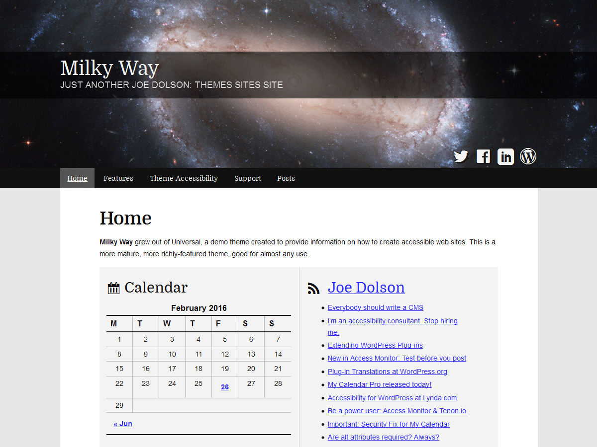 Milky Way theme screenshot