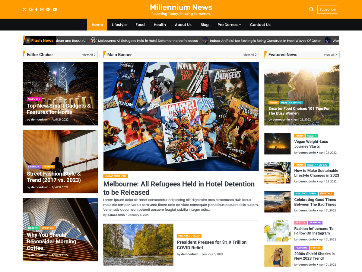 Millennium News theme screenshot