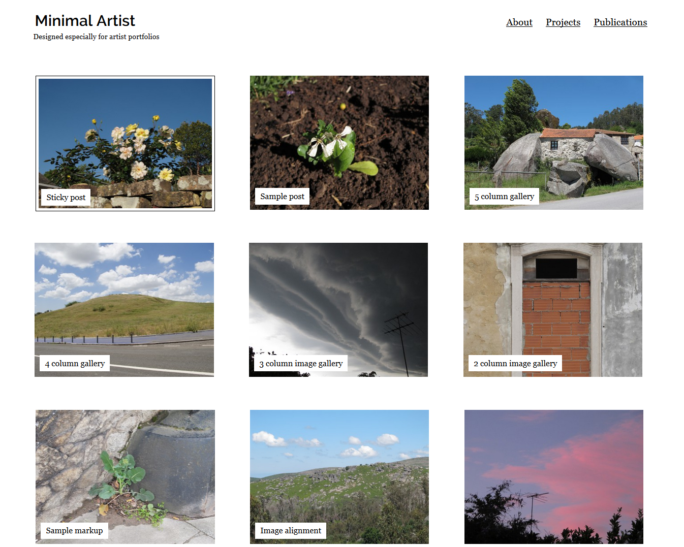 Minimal Artist theme screenshot