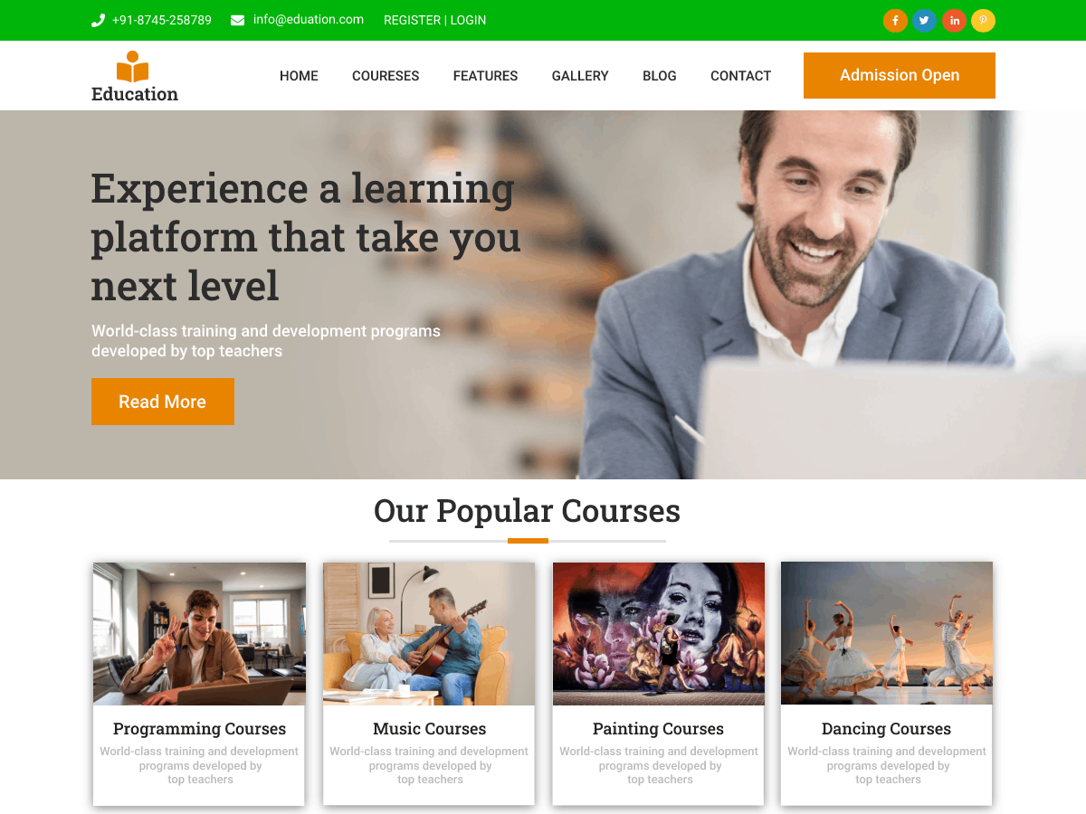 Minimal Education theme screenshot