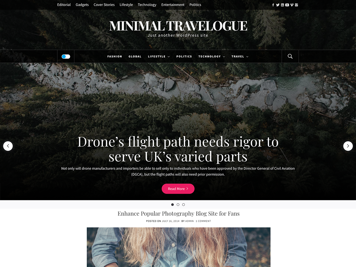 Minimal Travelogue theme screenshot