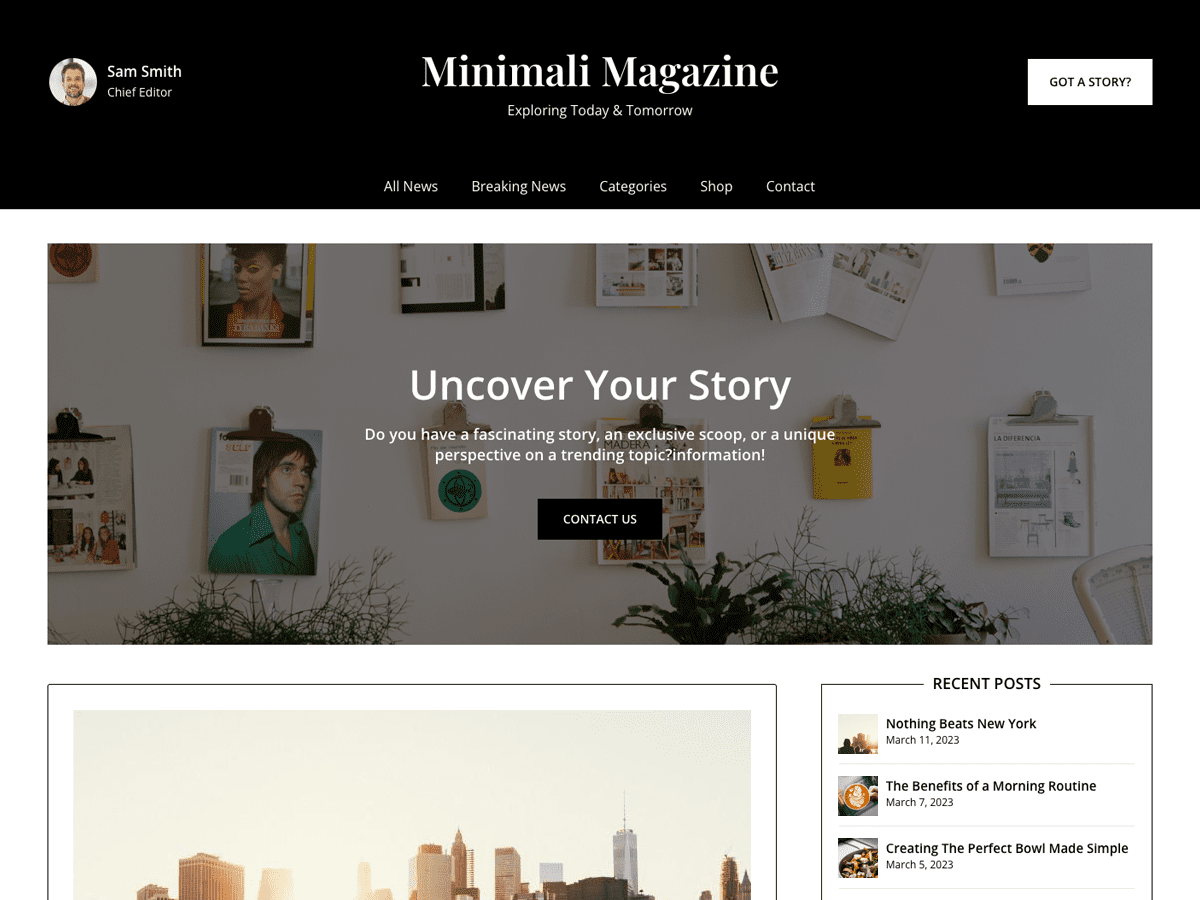 Minimali Magazine theme screenshot