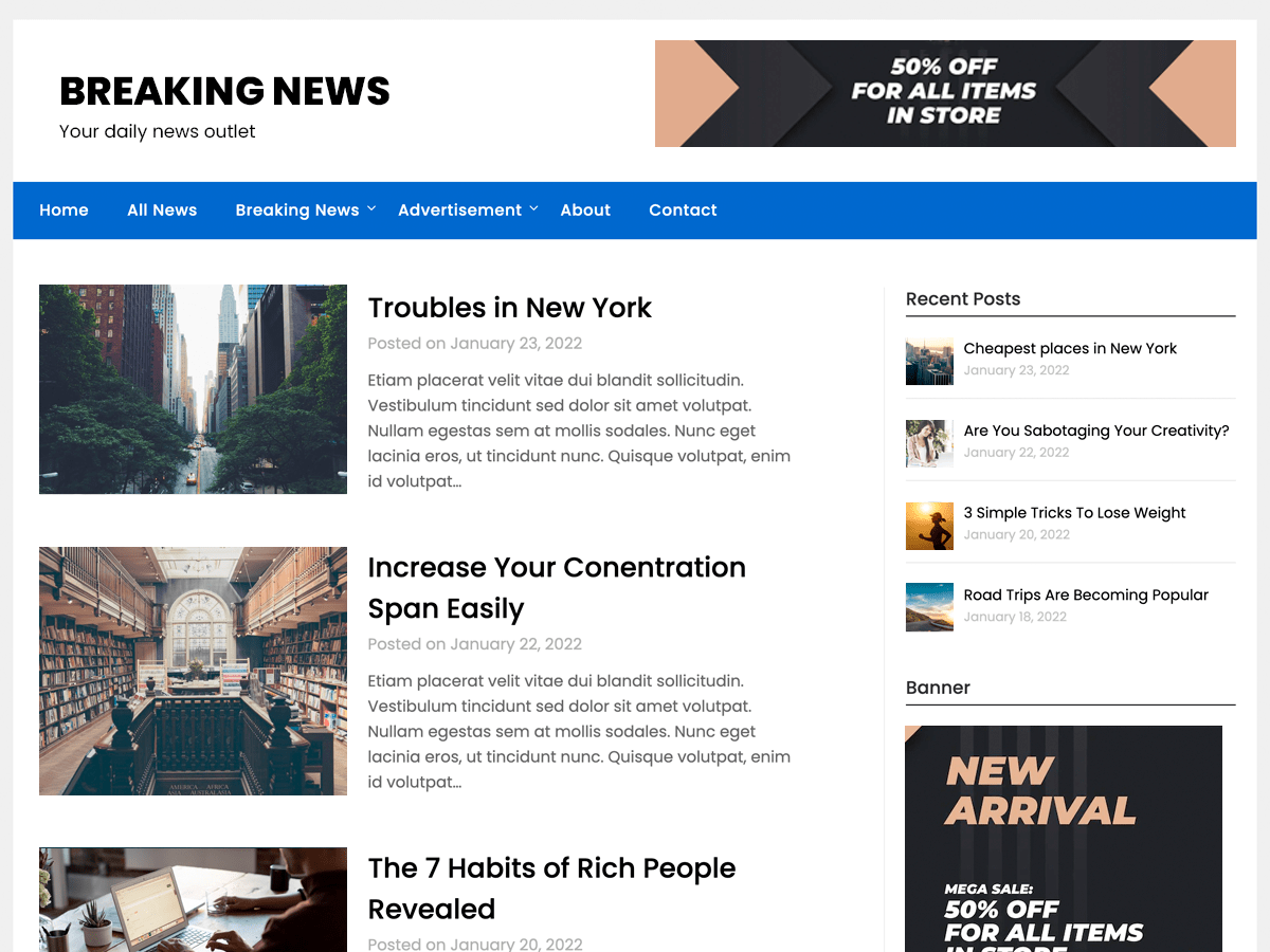 Minimalist Newspaper theme screenshot
