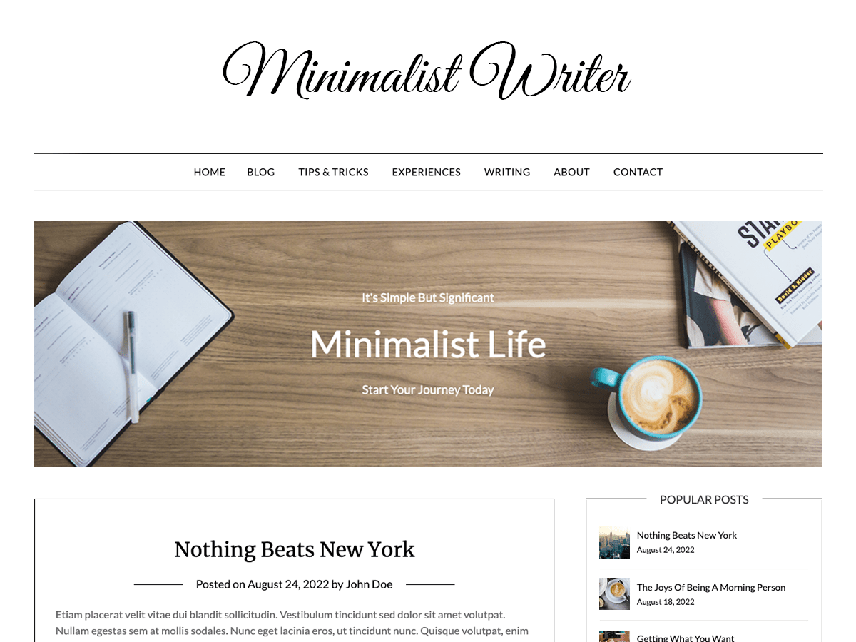 Minimalist Writer theme screenshot