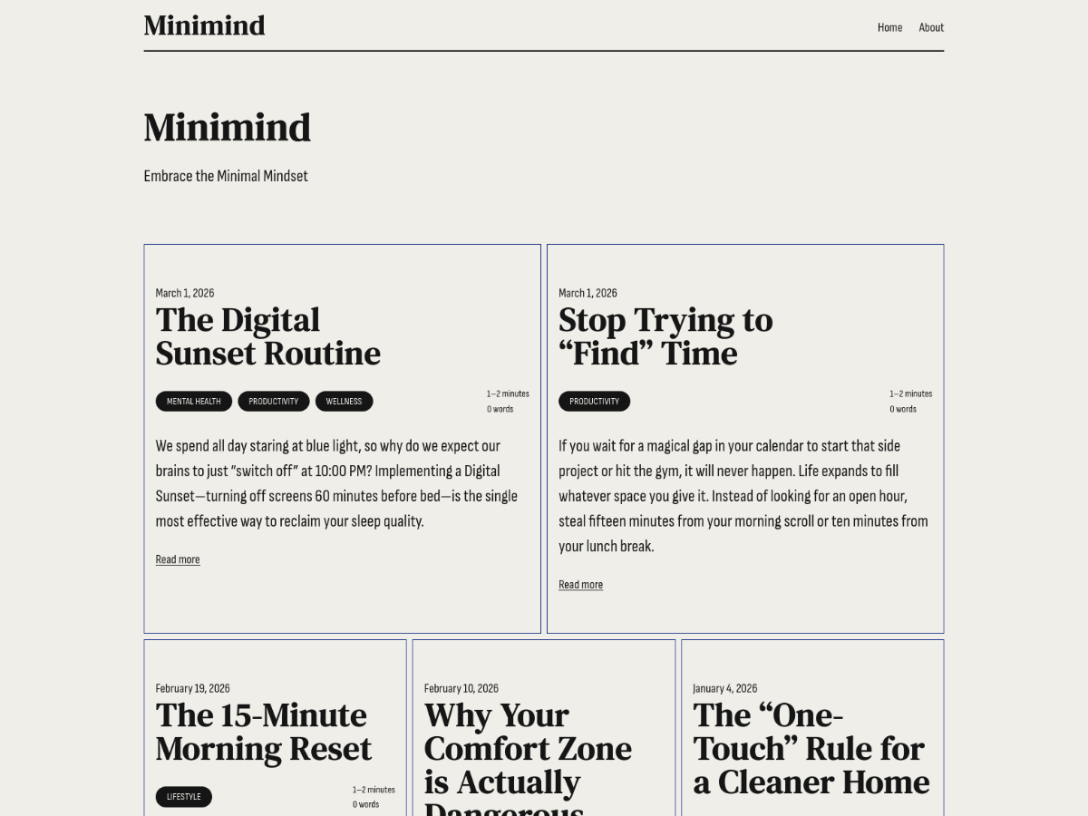 Minimind theme screenshot
