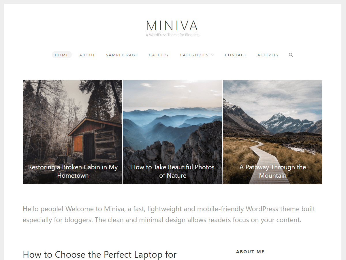 Miniva theme screenshot