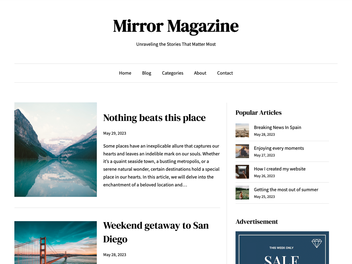 Mirror Magazine theme screenshot