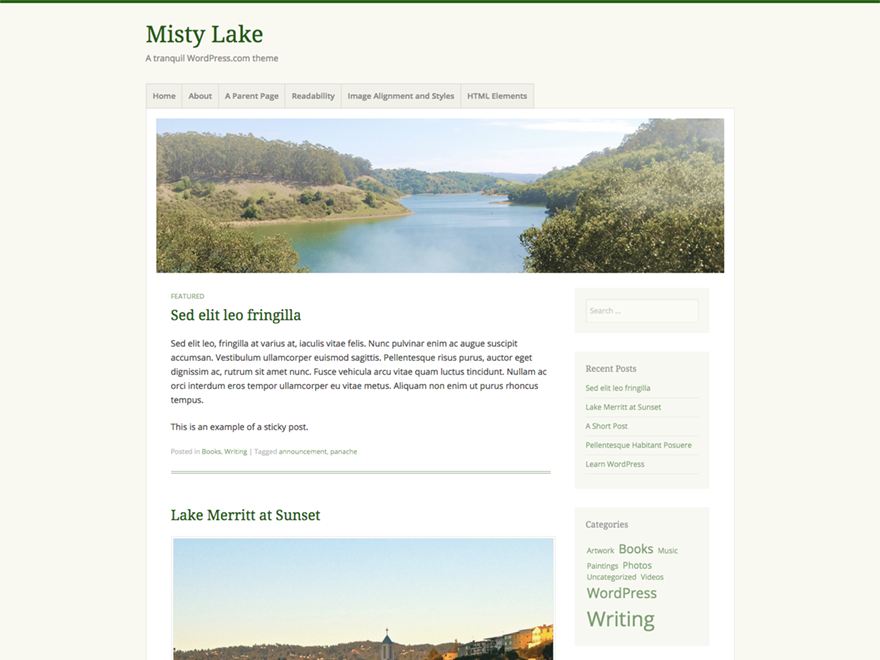Misty Lake theme screenshot