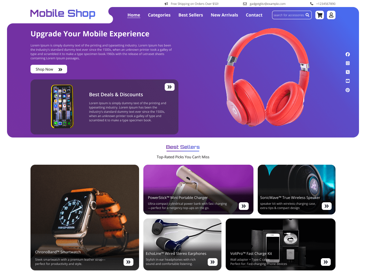 Mobile Accessories Shop theme screenshot